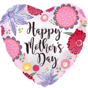 Happy Mother's Day Crazy Flowers Heart Balloon